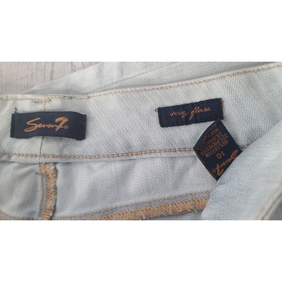 seven7 10 Sexy Flare Jeans Blue light Wash Distressed Denim Hippie Boho Hipster - Picture 9 of 9